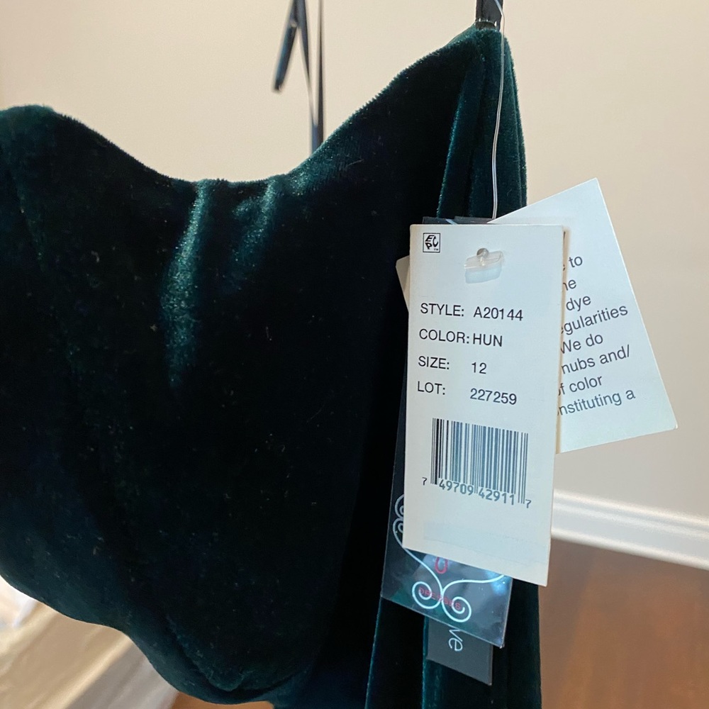 Gorgeous Aqua Asymmetric Emerald Green Velvet Gown, Never Worn! - Picture 4 of 4